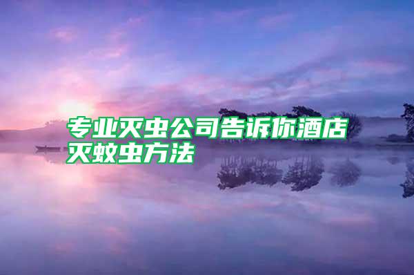 專業(yè)滅蟲公司告訴你酒店滅蚊蟲方法