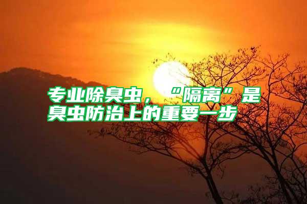 專業除臭蟲，“隔離”是臭蟲防治上的重要一步